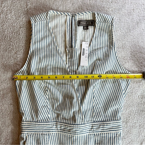 J. Crew Point Sur Women's Striped Jumpsuit Size 4 NWT Denim Wide Leg Tailored - Picture 12 of 15